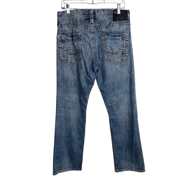 Sliver Jeans Zac Men’s Size 30x30 Distressed Light Wash Western Relaxed Straight - Picture 2 of 10